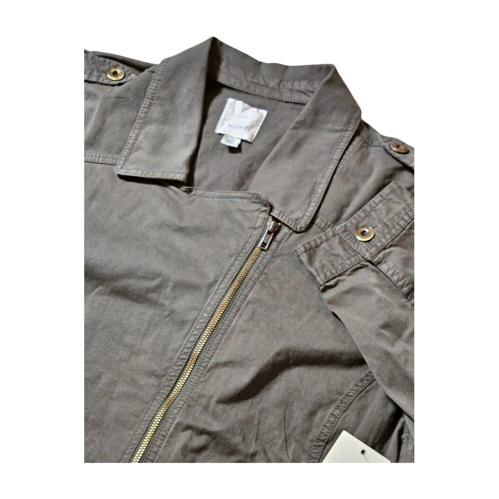 NEW! Sejour Nordstrom Cropped Army Jacket Olive Full Zip Stretch Womens 24W NWT
